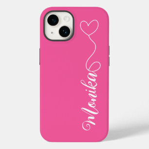 Schattige Heet roze Typografie Gepersonaliseerd Case-Mate iPhone 14 Hoesje