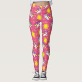 Schattige Heet Roze Zonnig Eenhoorn Patroon Ontwer Leggings (Voorkant)