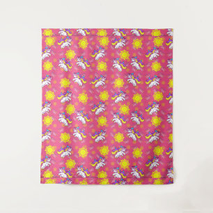 Schattige Heet Roze Zonnig Eenhoorn Patroon Ontwer Wandkleed