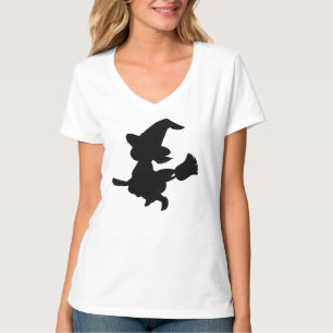 Schattige heks die op een bezem rijdt Silhouet T-shirt