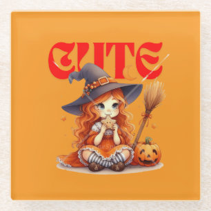 Schattige heks Halloween Onderzetter
