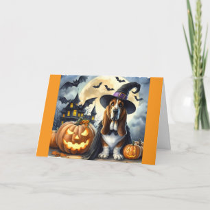 Schattige Heksenhond Halloween Kaart