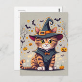 Schattige heksenkat Halloween Briefkaart (Voorkant / Achterkant)