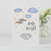 Schattige hello world aquarel  aankondiging (Staand voorkant)