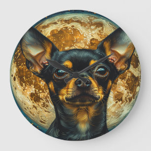 Schattige Hemelse Chihuahua met Maan en Sterren Kl Grote Klok