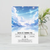 Schattige hemelse digitale verjaardag kaart (Staand voorkant)