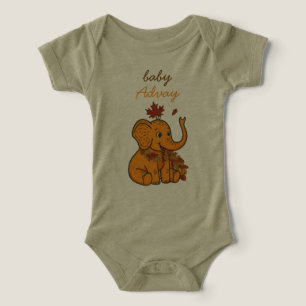 Schattige herfst baby olifant met herfstbladeren b