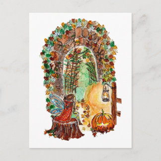 Schattige Herfst Elf Halloween Waterverf Briefkaart