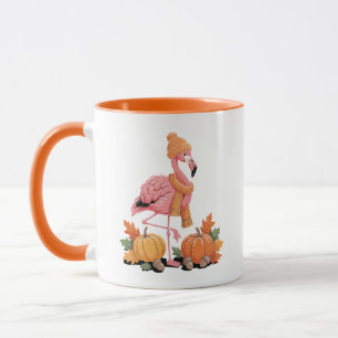 Schattige Herfst Flamingo Muts Sjaal Pompoenen Mok