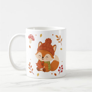 Schattige herfst glimlachende vos waterverf. Koffi Koffiemok