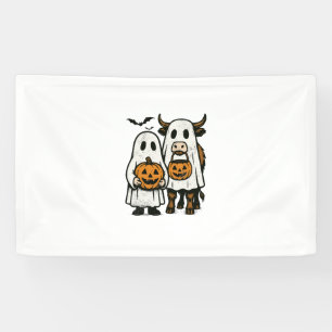 Schattige Herfst Hoogland Koe Geest Halloween 2 Spandoek