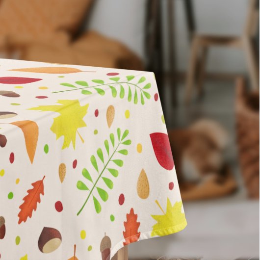 Schattige herfst met kleurrijke bladeren en noten tafelkleed