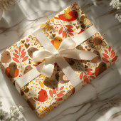 Schattige herfst vogels en bladeren cadeaupapier