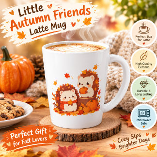 Schattige herfstehgelhogs – Kawaii herfst bosdiere Latte Mok