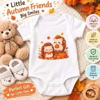 Schattige herfstehgelhogs – Kawaii herfst bosdiere Romper