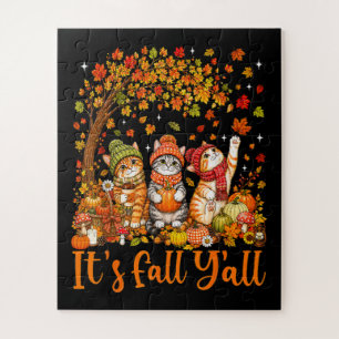 Schattige herfstkatten Bladeren Pompoen "Het is he Legpuzzel