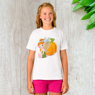 Schattige herfsttuinfee met magische pompoen t-shirt