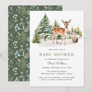 Schattige hert Fawn Neutraal rustiek winter Baby Kaart
