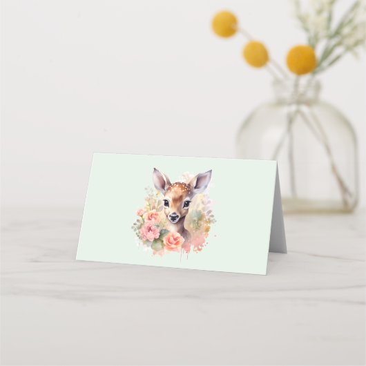 Schattige hert omgeven door Rozen (Voorkant)