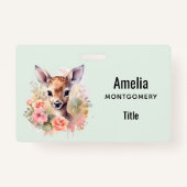 Schattige hert omgeven door Rozen Badge (Achterkant)