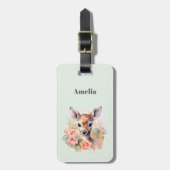 Schattige hert omgeven door Rozen Bagagelabel (Voorkant verticaal)