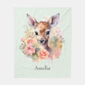 Schattige hert omgeven door Rozen Fleece Deken (Voorkant)