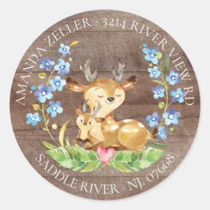 Schattige herten Baby shower retour adreslabel Ronde Sticker