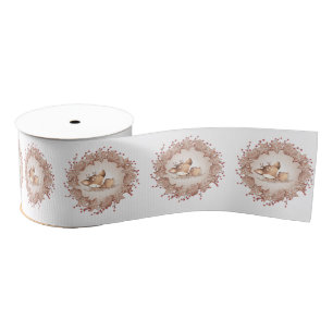 Schattige Herten Beige Rood Kerstmis Grosgrain Lin Lint
