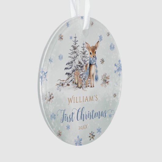 Schattige Herten Eerste Kerst Ornament Acryl (voorkant)