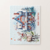 Schattige Herten Gingerbread Home Kerstpuzzel Legpuzzel (Verticaal)