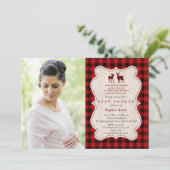 Schattige herten rode buffelruten foto baby shower kaart (Staand voorkant)