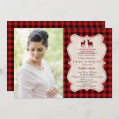 Schattige herten rode buffelruten foto baby shower kaart (Voorkant / Achterkant)