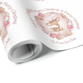 Schattige herten tekst roze kerst inpakpapier (Rol Hoek)