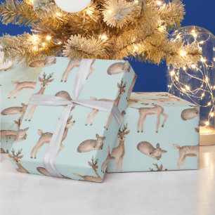 Schattige herten thema kerst cadeaupapier