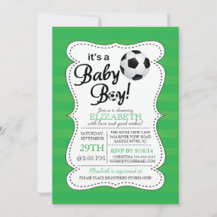 Schattige Het is een Baby Boy Soccer Baby shower Kaart