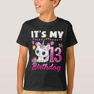 Schattige Het is Mijn 13e Verjaardag Kat Eenhoorn T-shirt