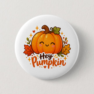 Schattige Hey Pumpkin Herfst Halloween Knop Ronde Button 5,7 Cm