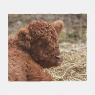 Schattige Highland Koe Kalf in Hay Fleece Deken