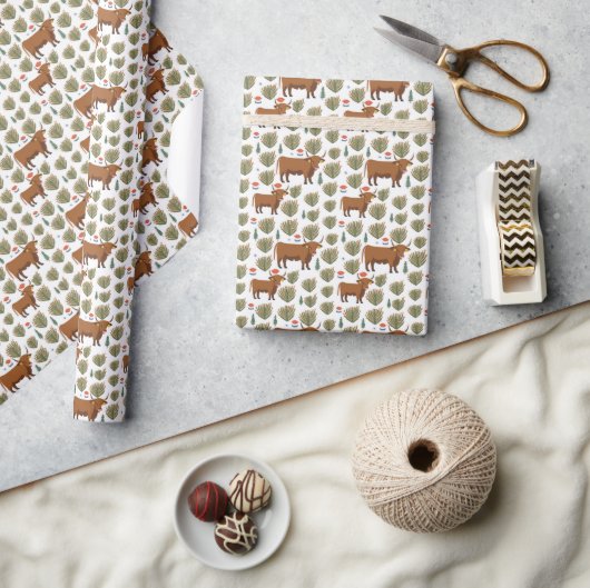 Schattige Highland Koe Pattern Cadeaupapier (Crafts)