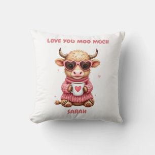 Schattige Highland Koe Valentijnshart Bril Koffie  Kussen
