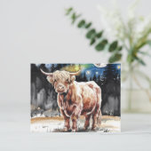 Schattige Highland Koe Waterverf Briefkaart (Staand voorkant)