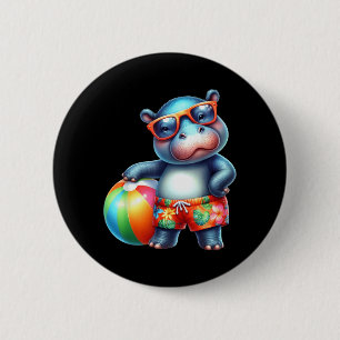 Schattige hippe zomer vakantie strandbal ronde button 5,7 cm