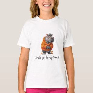 Schattige Hippo Art Prints Perfect voor Dierenvrie T-shirt