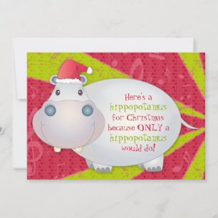 Schattige Hippo gepersonaliseerd kerst Wenskaart Feestdagenkaart