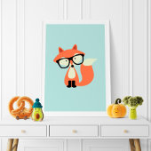 Schattige hipster rode vos poster