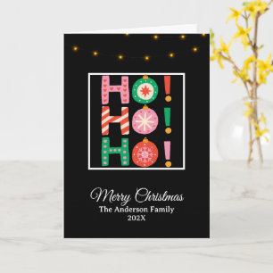 Schattige Ho Ho Ho Vrolijk Kerstfeest Familienaam Kaart
