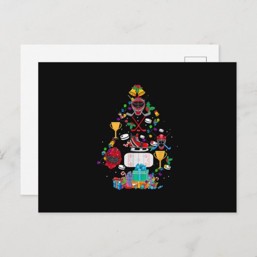 Schattige hockey kerstboom ornament grappig cadeau uitnodiging briefkaart (Voorkant / Achterkant)