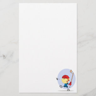 schattige hockey kind cartoon briefpapier