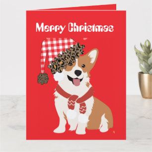 Schattige Holiday Puppy met Kerstman Hoed Kaart