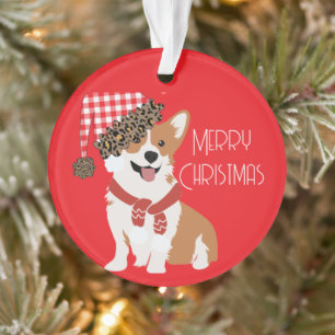 Schattige Holiday Puppy met Kerstman Hoed Ornament